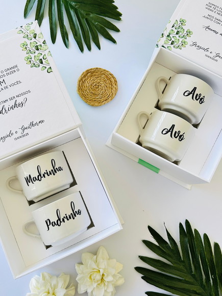 Caixa Cartonada - Padrinhos de Casamento - Xícaras