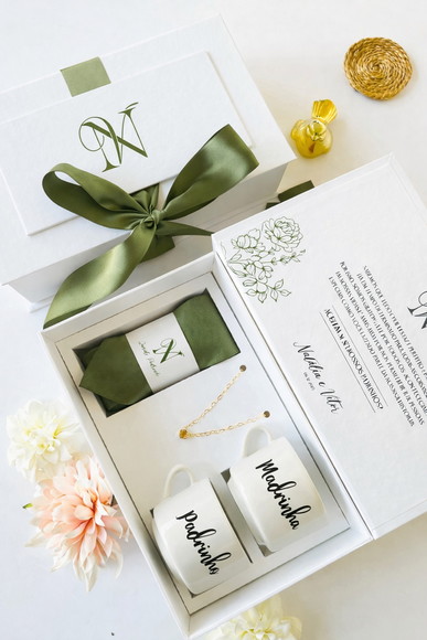 Kit Padrinhos de Casamento (gravata + Pulseira + Xícaras)