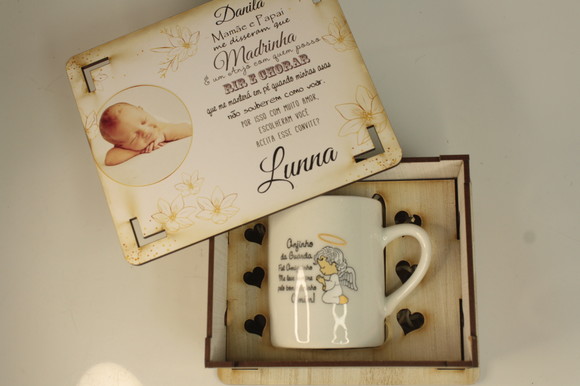 Batizado Caixa Convite Padrinho Madrinha Caneca Porcelana un