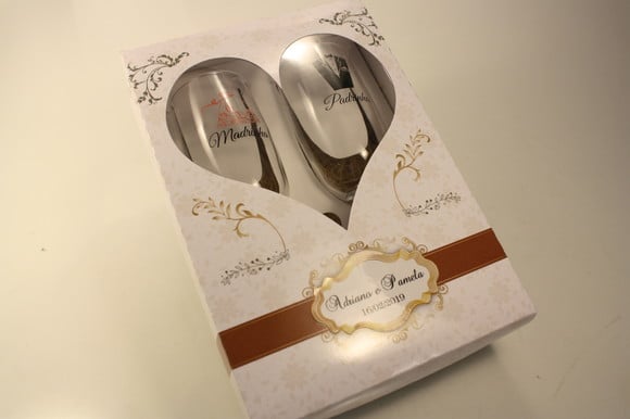 Casamento Padrinhos Caixa Personalizada c/ 2 Taças de Vidro