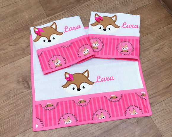 Fralda de boca para bebê personalizada kit com 3 unidades
