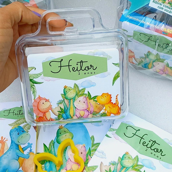 Maletinha Acrílica com Kit Arte - Dinossauros