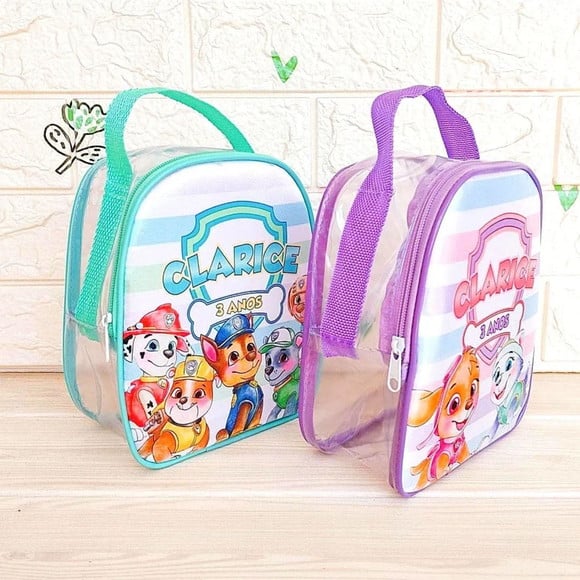 Bolsinha Frasqueira Plástico Personalizada 17x20 Patrulha Ca