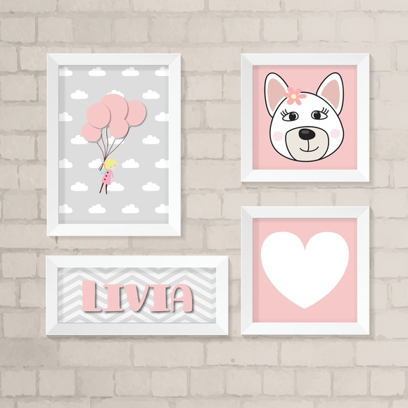 Kit de Quadros - Menina e Cachorrinha
