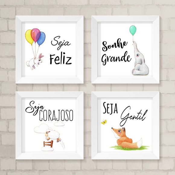 Kit de Quadros - Seja Feliz Aquarela