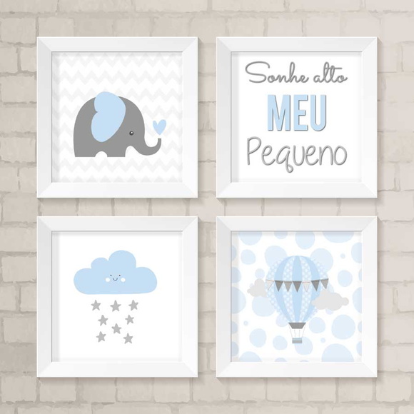 Kit Quadros Infantil - Azul Claro