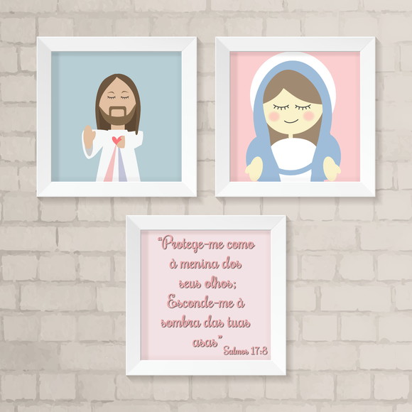 Kit Quadros Jesus, Maria e Salmo
