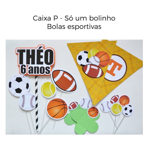 Kit Festa Bolas Esportivas Personalizado com Nome e Idade