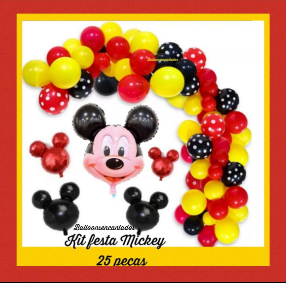 Kit Festa Disney Mickey Balão/ 25 Pçs