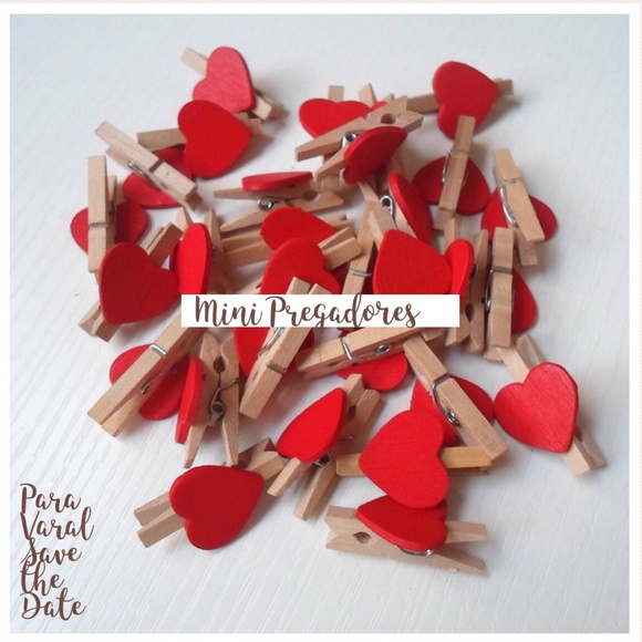 Mini Prendedor Coração Vermelho para Varal de Fotos 50 Unds.