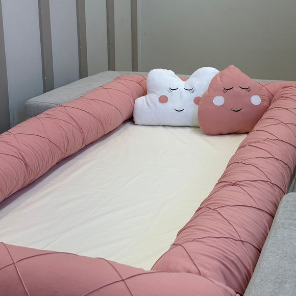 Enxoval Cama Solteiro Montessoriana Menina Nuvem Rose
