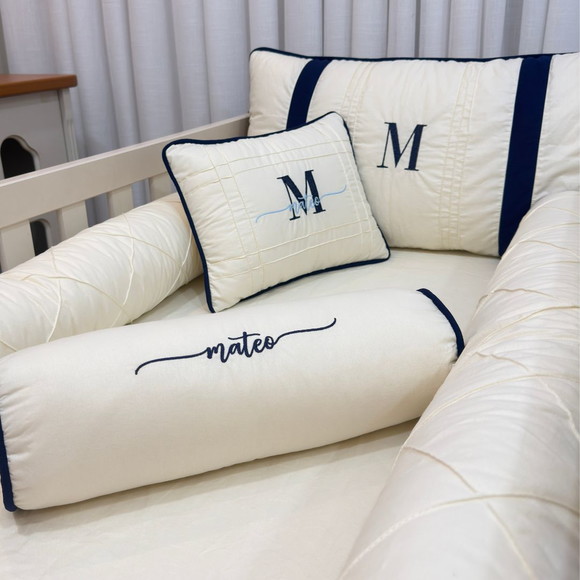 Kit Berço Americano Personalizado Nome Menino Azul Marinho