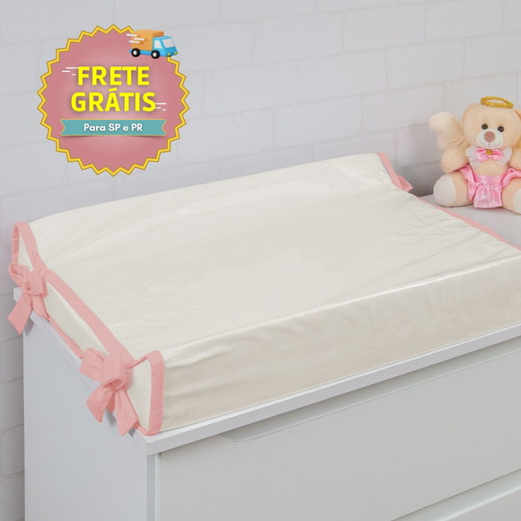Trocador Americano Comoda 65x45 Impermeavel Off com Rose