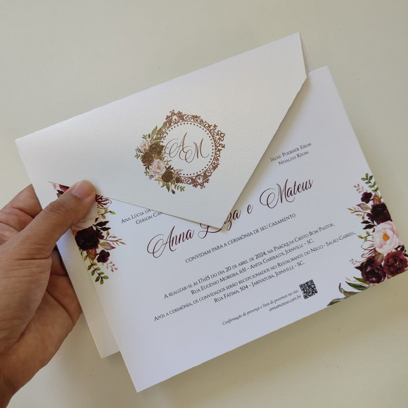 Convite de Casamento c/ Brasão no Envelope