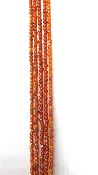 Contas de Pedra Natural Ágata Carnelian Facetada 2mm / Fio