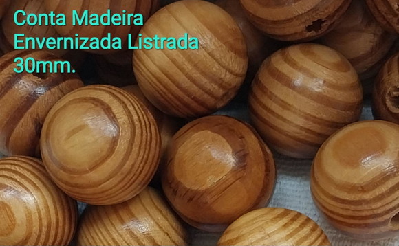 Conta Madeira Marfim Envernizada 30mm/10 Peças