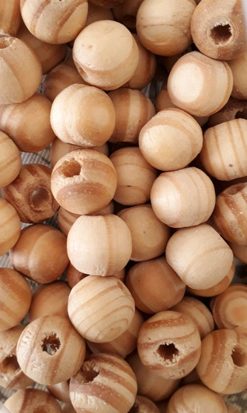 Conta Madeira Marfim Natural Listras 12mm./80pçs