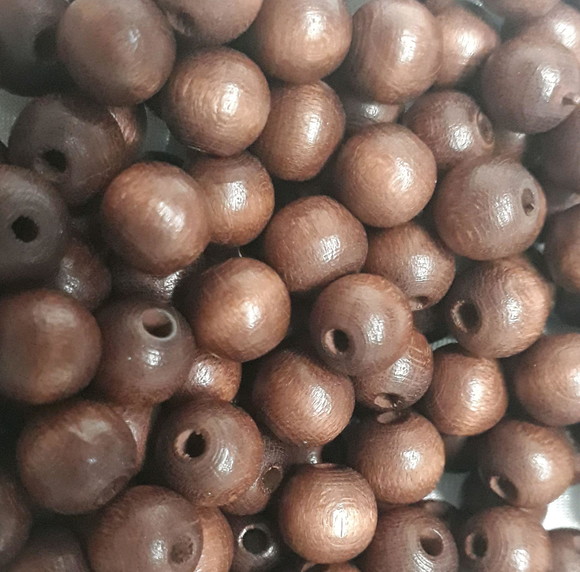 Conta Madeira Nogueira 8mm.(furo 2mm/100pçs)