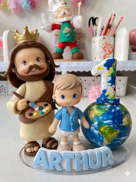 Topo de Bolo Tema Jesus Meu Amigo
