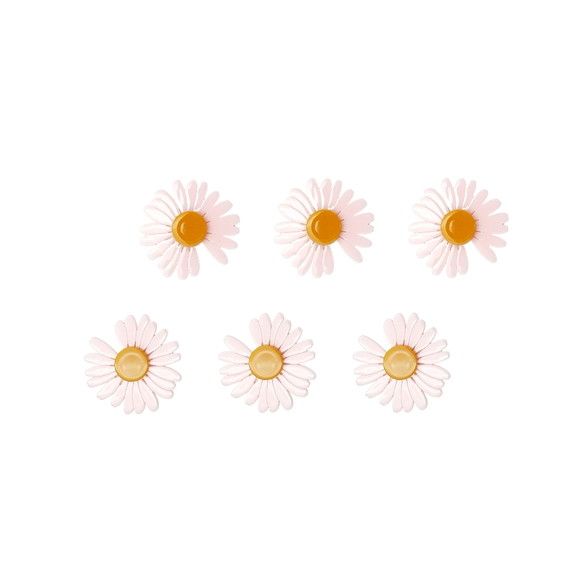 Aplique margarida rosa bebê acrílica - 6 unidades