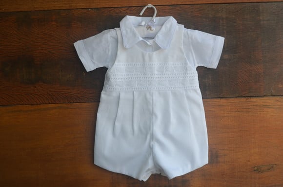 Batizado Menino Macacao Camisa Renda Renascenca