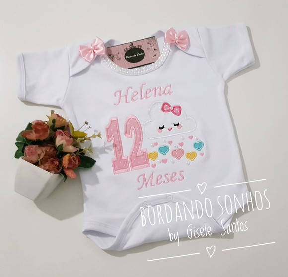 Body Chuva de Amor - 1 Ano - com Aplicações