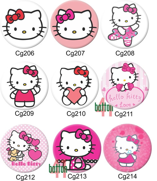 Kit 09 Bottons Hello Kitty - 3,8cm