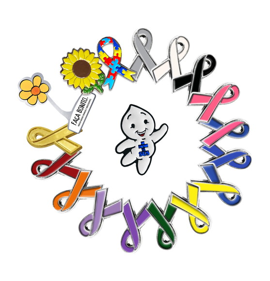 Kit 17 Peças Broche Zé Gotinha + Autismo + Campanhas Laço