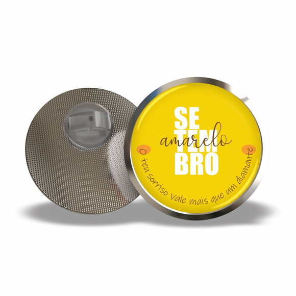 Pin Botton Broche Setembro Amarelo Resinado - 50 Unidades