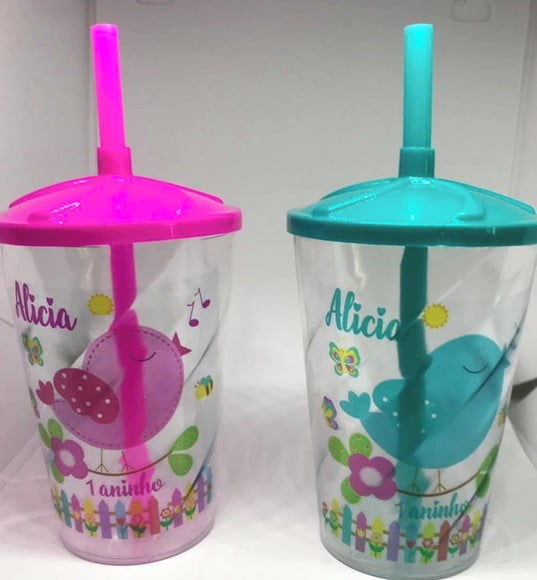 Copo Twister 500ml Personalizado C/tampa Passarinho
