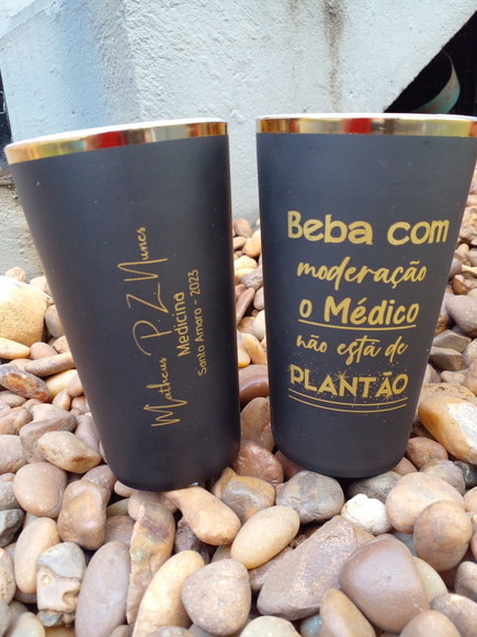 Copos Twister Preto Fosco com Borda Metalizada - Formatura