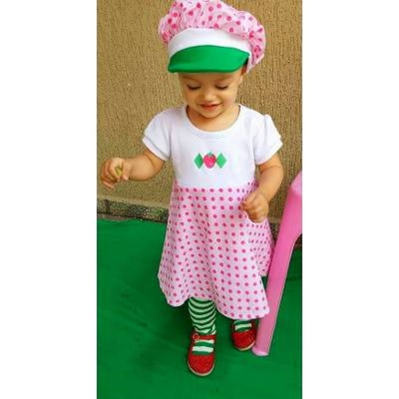 Fantasia Infantil Moranguinho Boina Meia 1,2,3,4,6 ,8,10