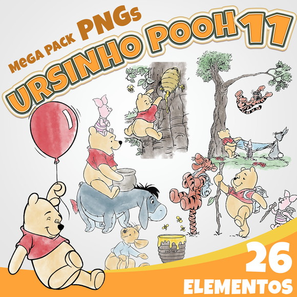 Kit Digital Png Ursinho Pooh 11 (pague 1 Leve 3)