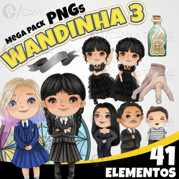 Kit Digital Png Wandinha Wednesday 3 (pague 1 Leve 3)