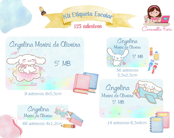 Etiqueta Escolar Hello Kitty Cinnamoroll