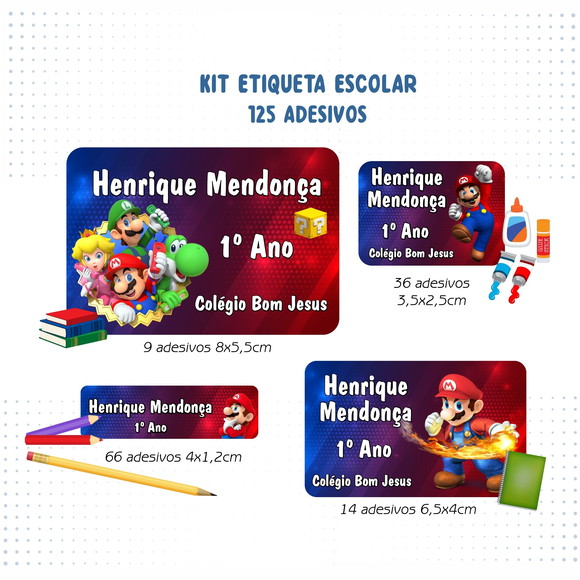 Etiqueta Escolar Super Mario Bros