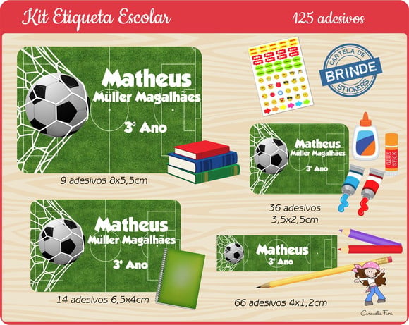 Kit Etiqueta Escolar Futebol