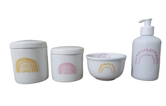 Kit Higiene Bebê Porcelana Arco Íris | Boho