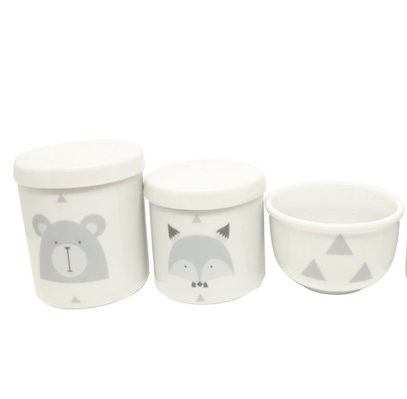 Kit Higiene Bebê Porcelana Escandinavo Urso e Raposa