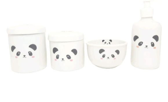 Kit Higiene Bebê Porcelana Urso Panda