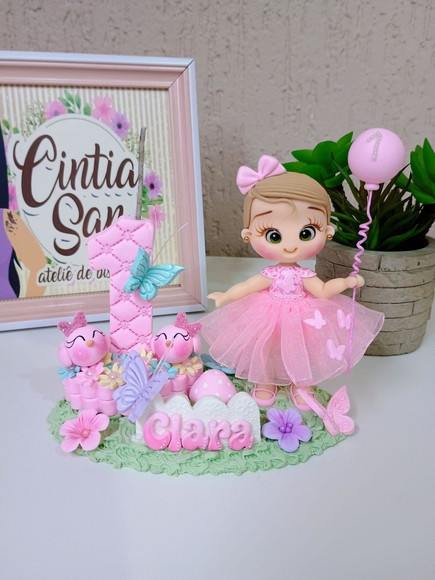Topo de Bolo Jardim Encantado em Biscuit