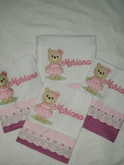 Kit 4 Fraldas Bordadas