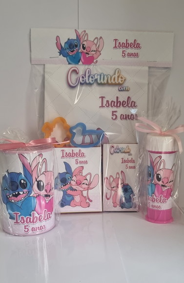 Kit Colorir / Massinha,cofrinho,bolinha de Sabão Stitch