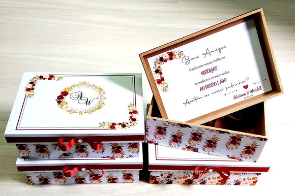 Caixa de casamento - Caixa para padrinhos - Caixa MDF