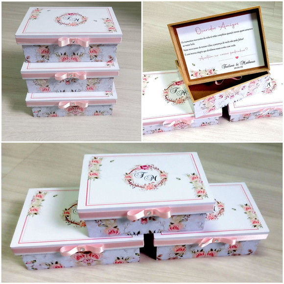 Caixa de Casamento - Caixa para Padrinhos - Caixa mdf