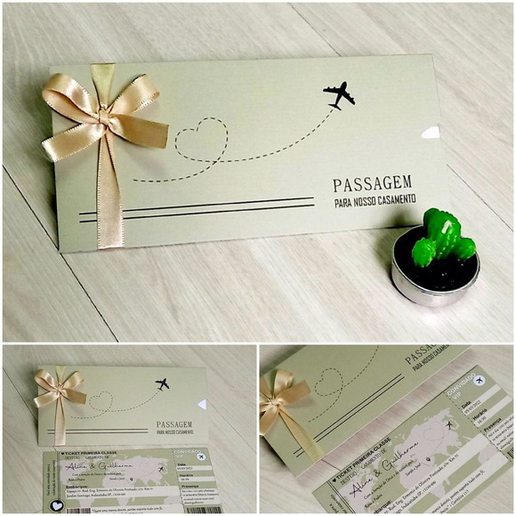 Convite de Casamento Passagem Aérea