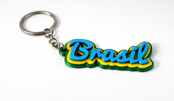 Chaveiro Brasil 3d Três Cores Torcida Futebol - Kit 5pcs