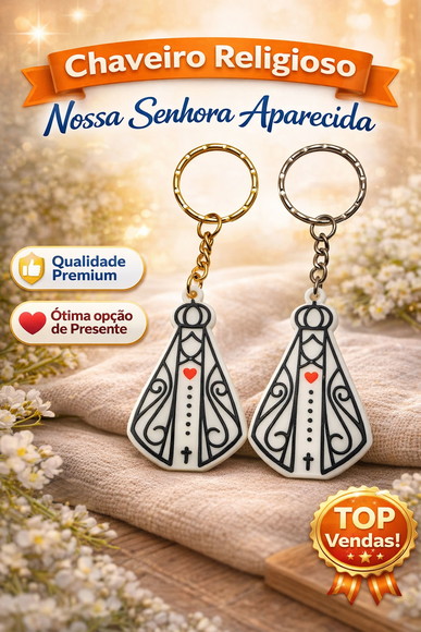 Chaveiro Nossa Senhora Aparecida 3d Luxo - Proteção Fé