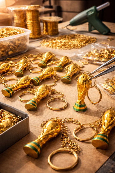Chaveiro Taça da Copa do Mundo 3d Dourado Kit 10 Peças