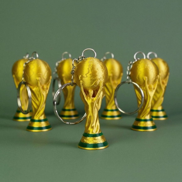 Chaveiro Taça da Copa do Mundo 3d Dourado Kit 5 Peças